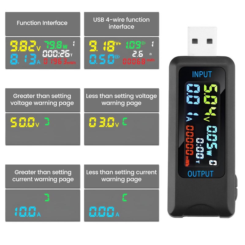 FORIOT USB Tester Multi-Functional Digital Tester DC 4.5-36V 0-8A Current Voltage Meter Power Capacity Tester Supports Multiple Fast Charging Protocols - Image 5
